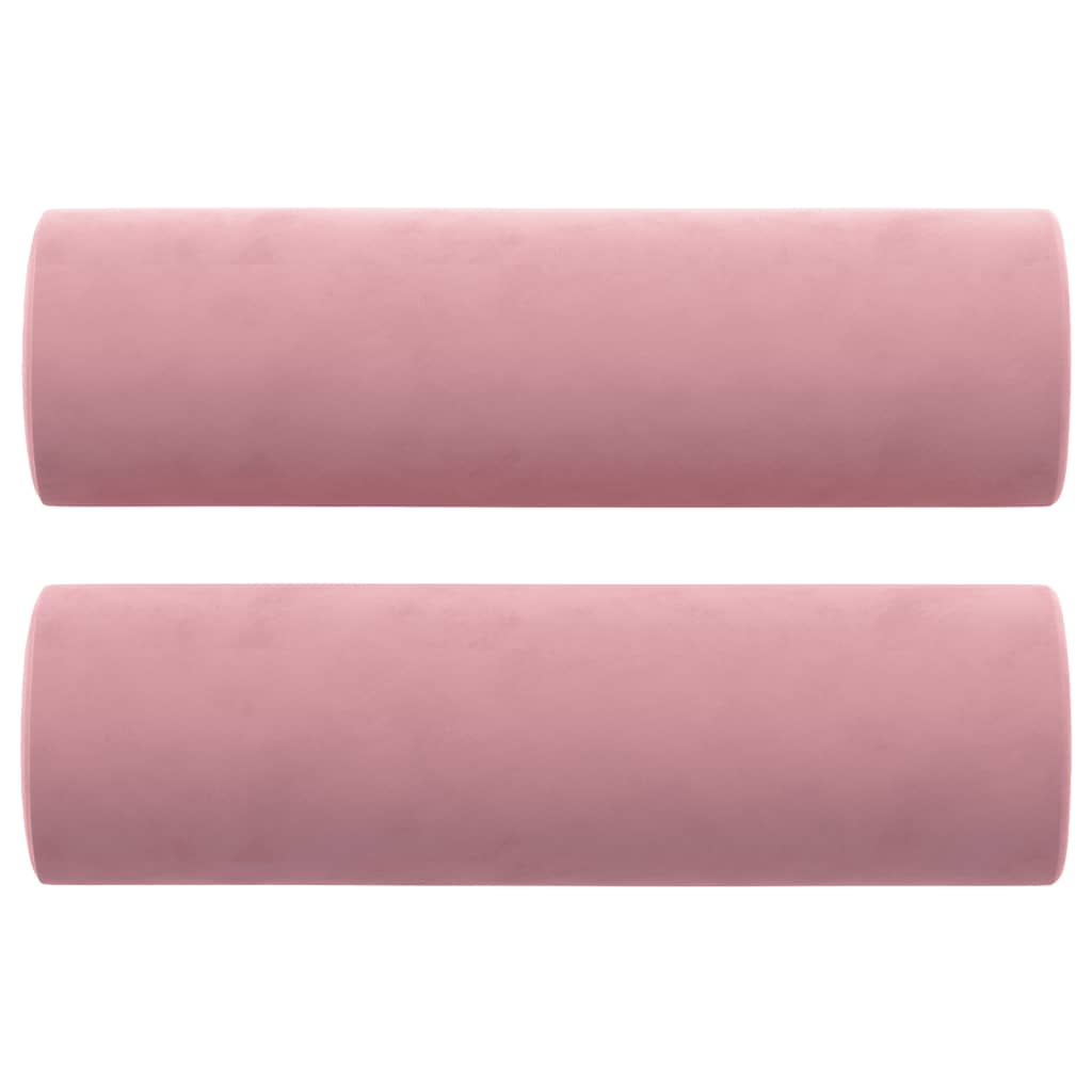 Canapé 2 places avec oreillers décoratifs rose 120 cm velours - XIOS