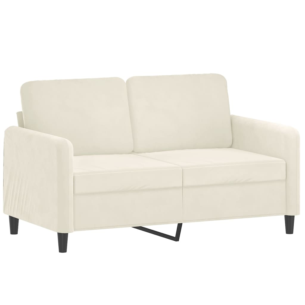 Canapé 2 places avec oreillers décoratifs crème 120 cm velours - XIOS