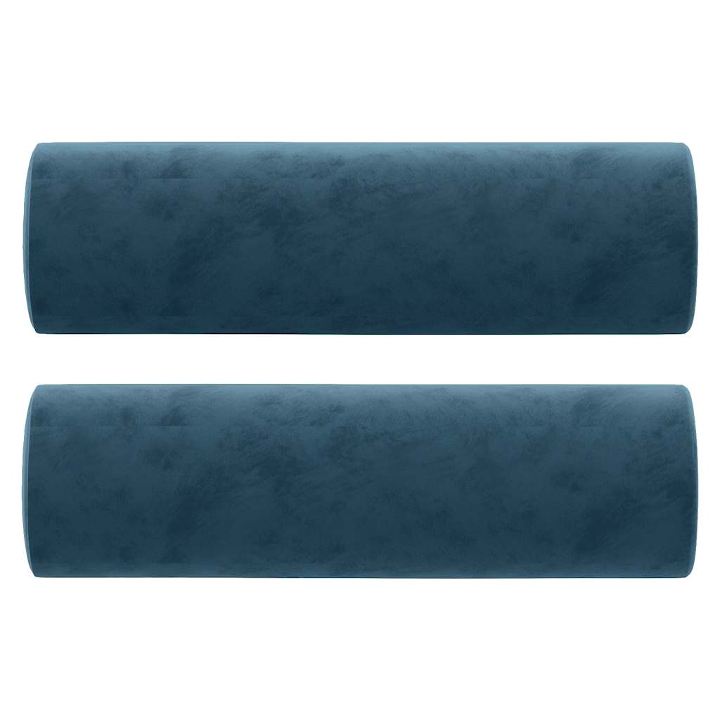 Canapé 2 places avec oreillers décoratifs bleu 120 cm velours - XIOS