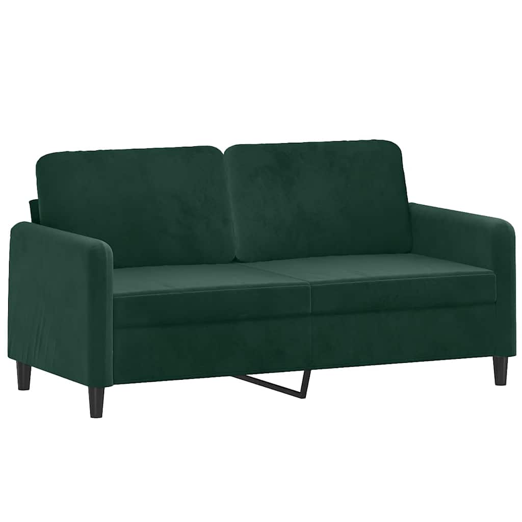 Canapé 2 places avec oreillers vert foncé 140 cm velours
