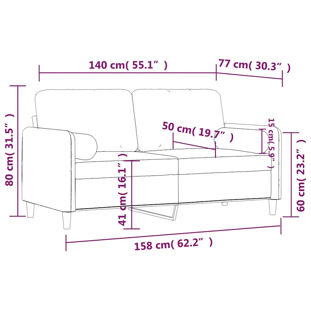 Canapé 2 places avec oreillers vert foncé 140 cm velours - XIOS