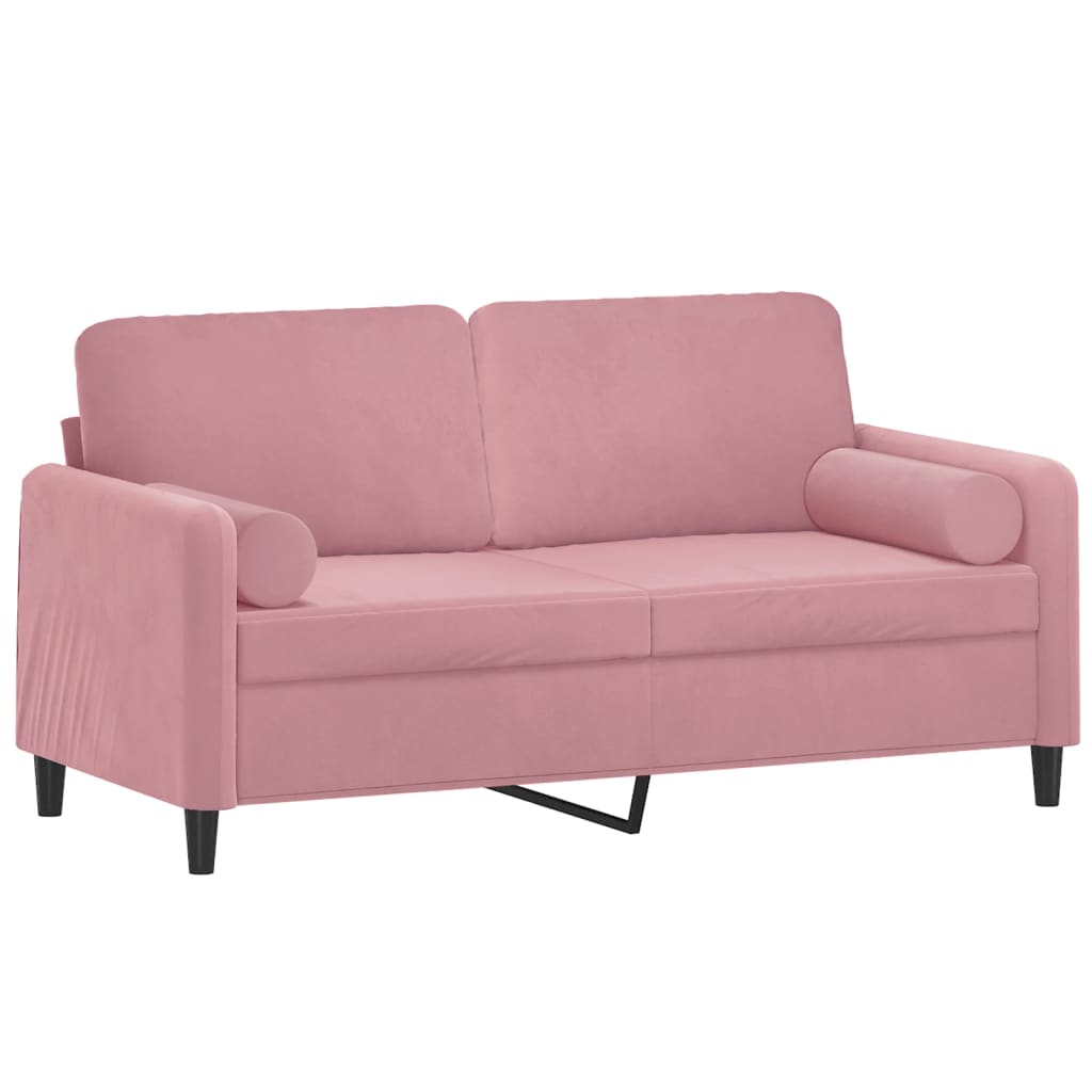 Canapé 2 places avec oreillers décoratifs rose 140 cm velours - XIOS