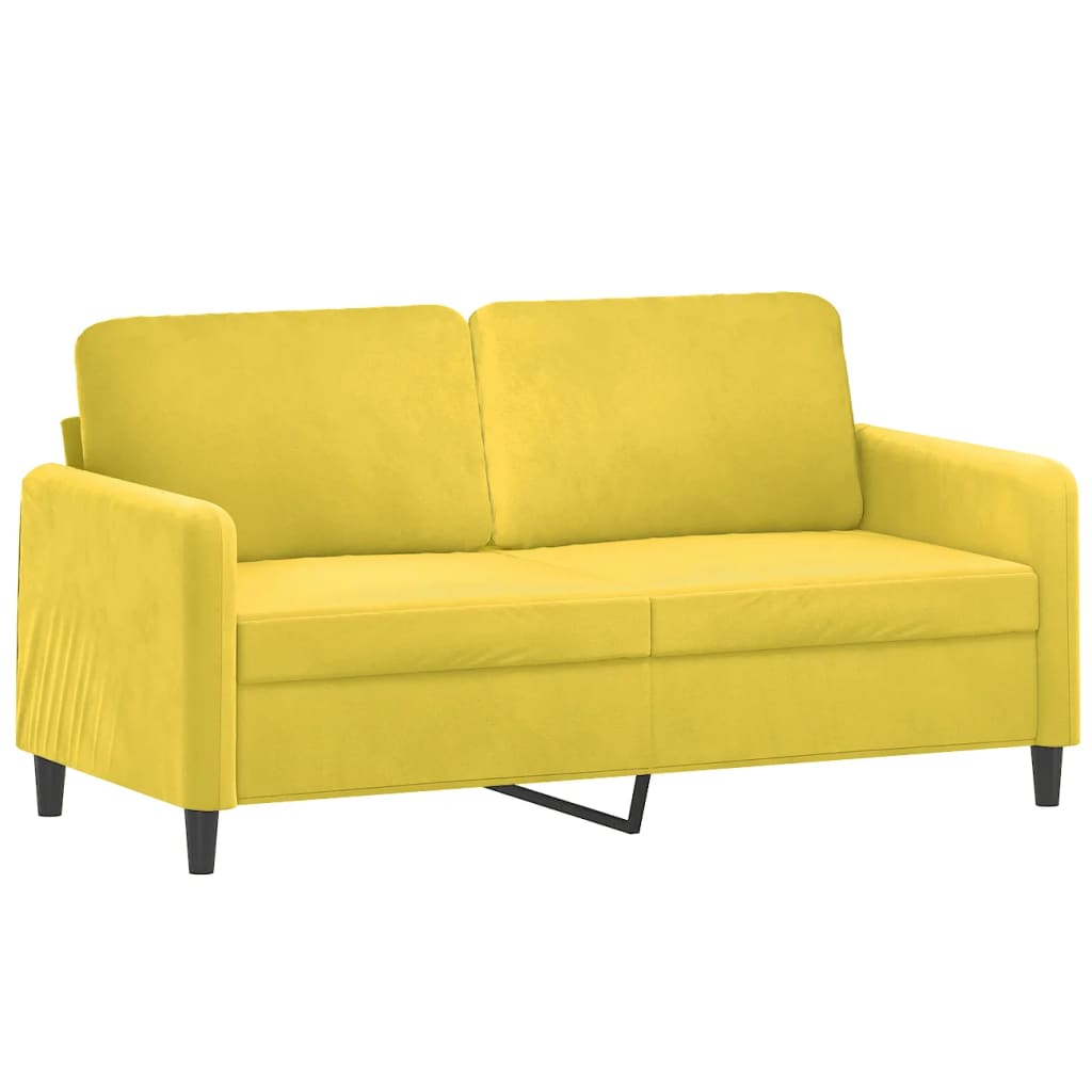 Canapé 2 places avec oreillers décoratifs jaune 140 cm velours - XIOS