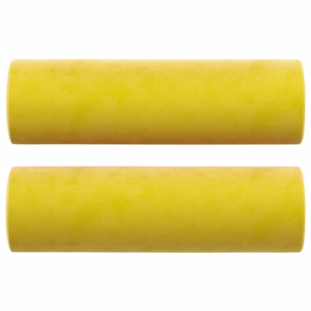 Canapé 2 places avec oreillers décoratifs jaune 140 cm velours - XIOS