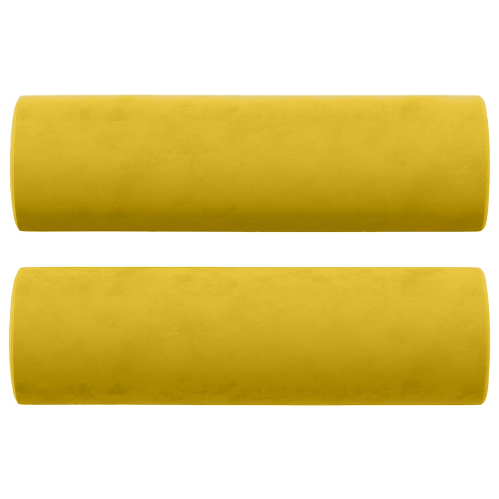 Canapé 2 places avec oreillers décoratifs jaune 140 cm velours - XIOS