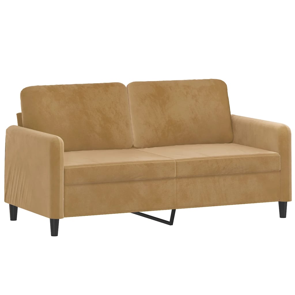 Canapé 2 places avec oreillers décoratifs brun 140 cm velours - XIOS