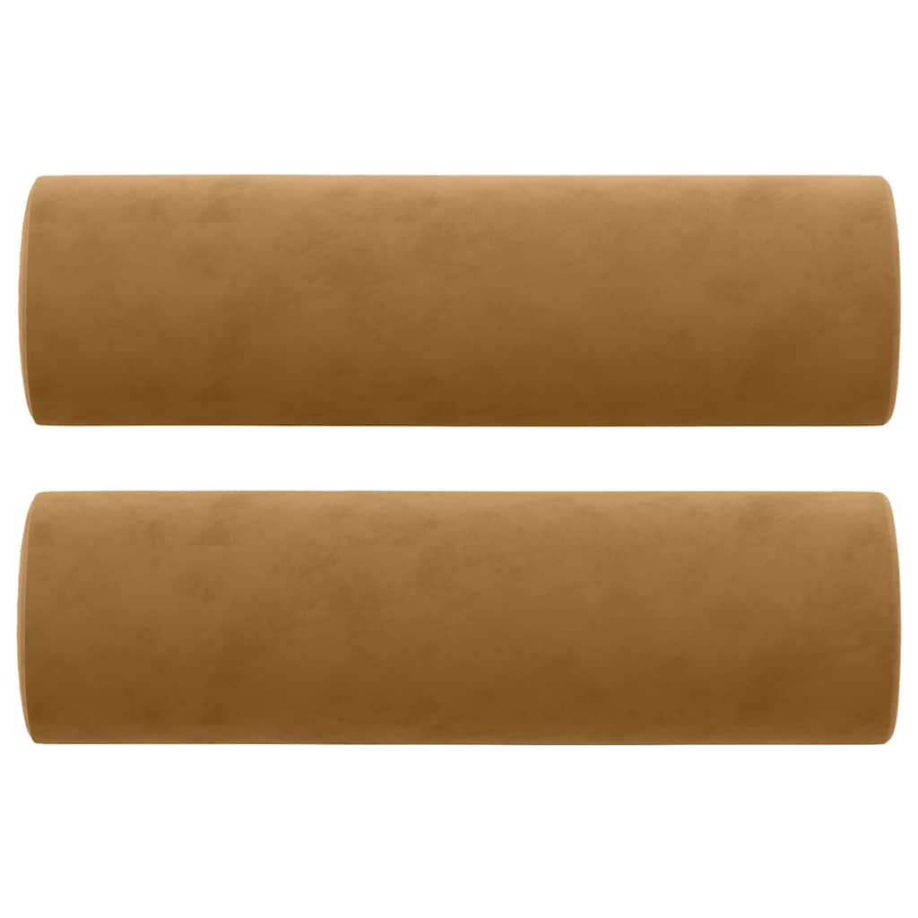 Canapé 2 places avec oreillers décoratifs brun 140 cm velours - XIOS