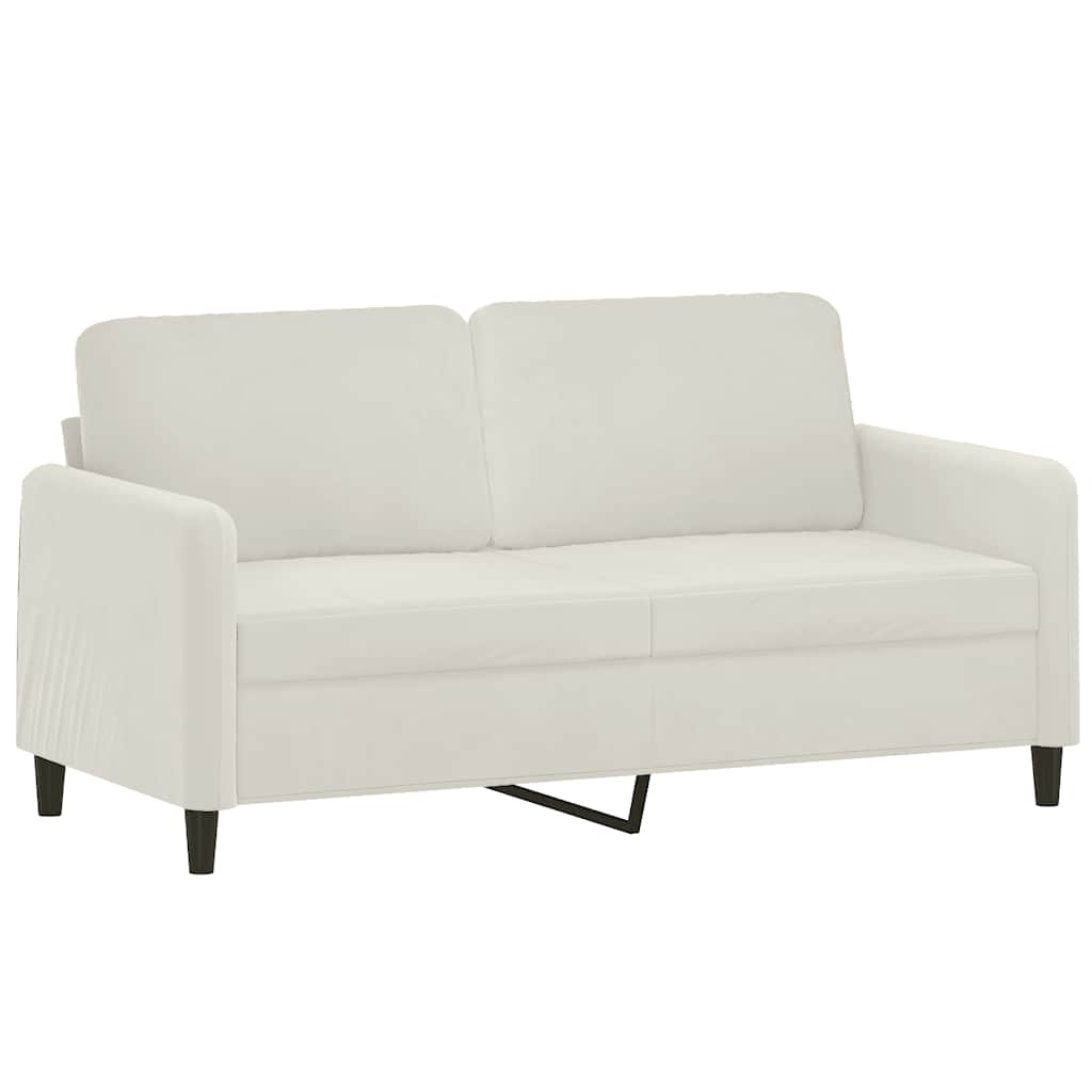 Canapé 2 places avec oreillers décoratifs crème 140 cm velours - XIOS