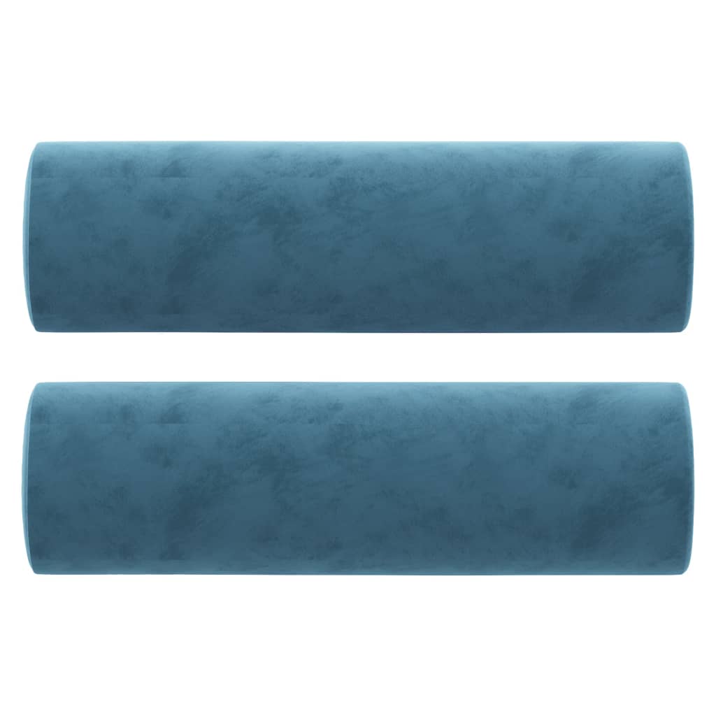 Canapé 2 places avec oreillers décoratifs bleu 140 cm velours - XIOS