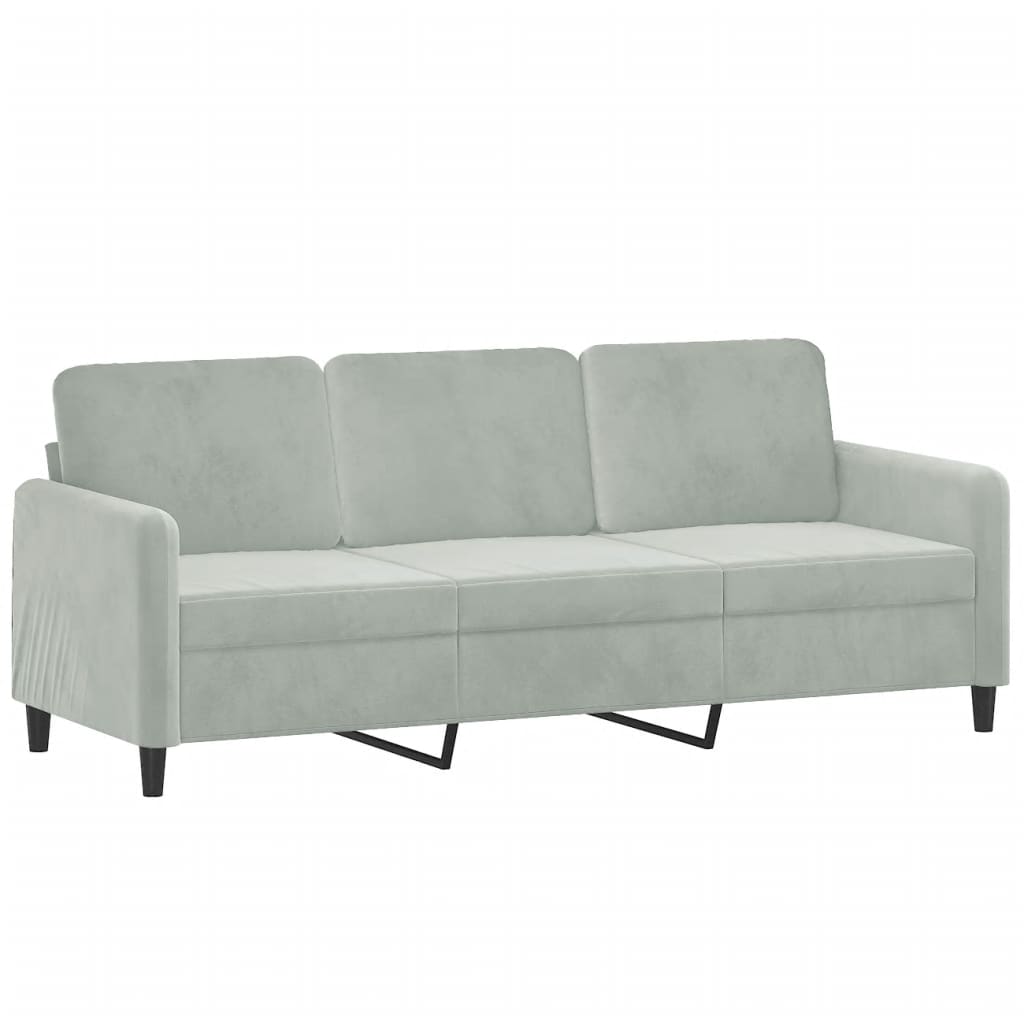 Canapé 3 places avec oreillers gris clair 180 cm velours - XIOS