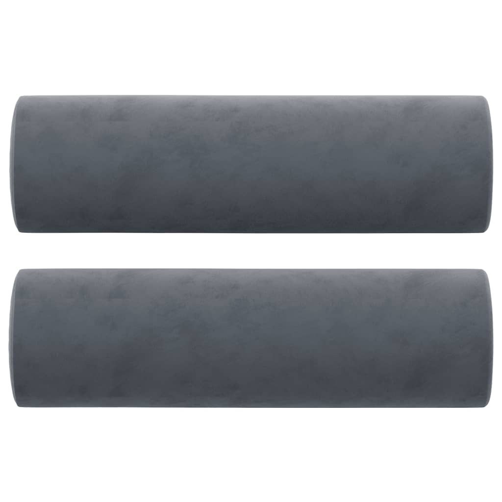Canapé 3 places avec oreillers gris foncé 180 cm velours - XIOS