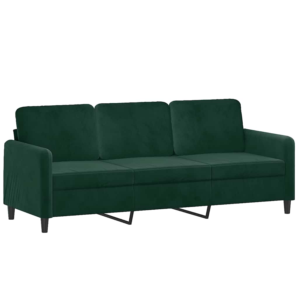 Canapé 3 places avec oreillers vert foncé 180 cm velours - XIOS