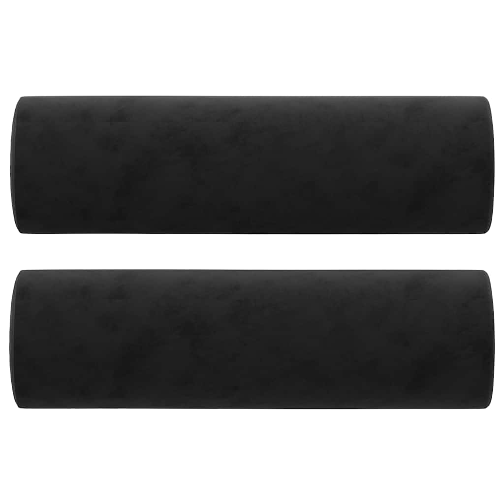 Canapé 3 places avec oreillers décoratifs noir 180 cm velours - XIOS