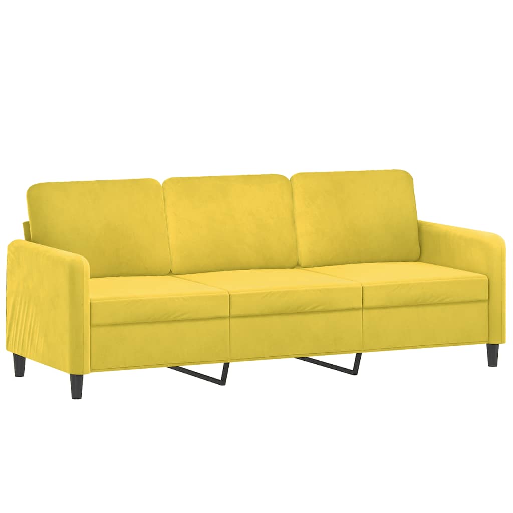 Canapé 3 places avec oreillers décoratifs jaune 180 cm velours - XIOS