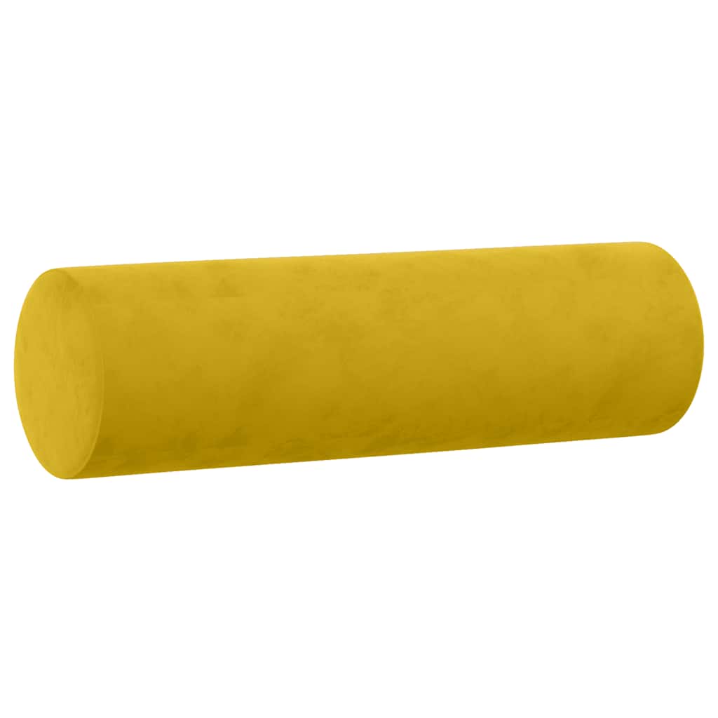 Canapé 3 places avec oreillers décoratifs jaune 180 cm velours - XIOS
