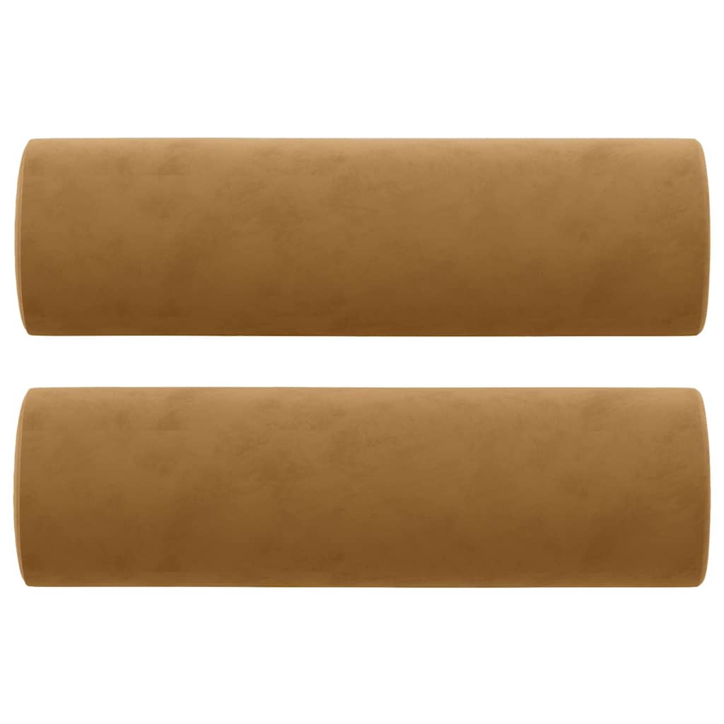 Canapé 3 places avec oreillers décoratifs marron 180 cm velours - XIOS