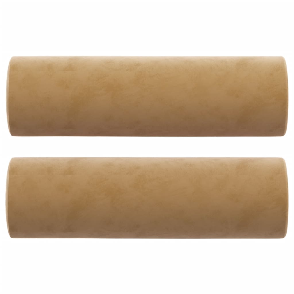 Canapé 3 places avec oreillers décoratifs marron 180 cm velours - XIOS