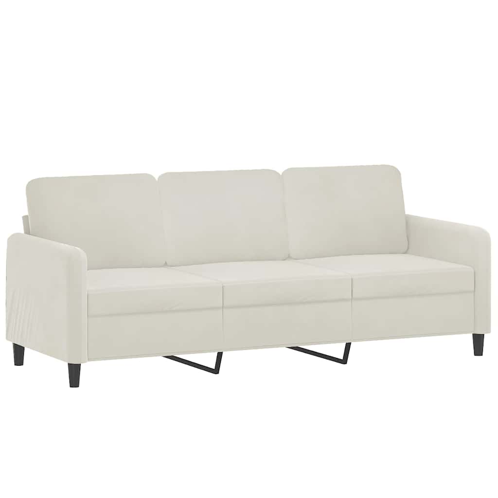 Canapé 3 places avec oreillers décoratifs crème 180 cm velours - XIOS