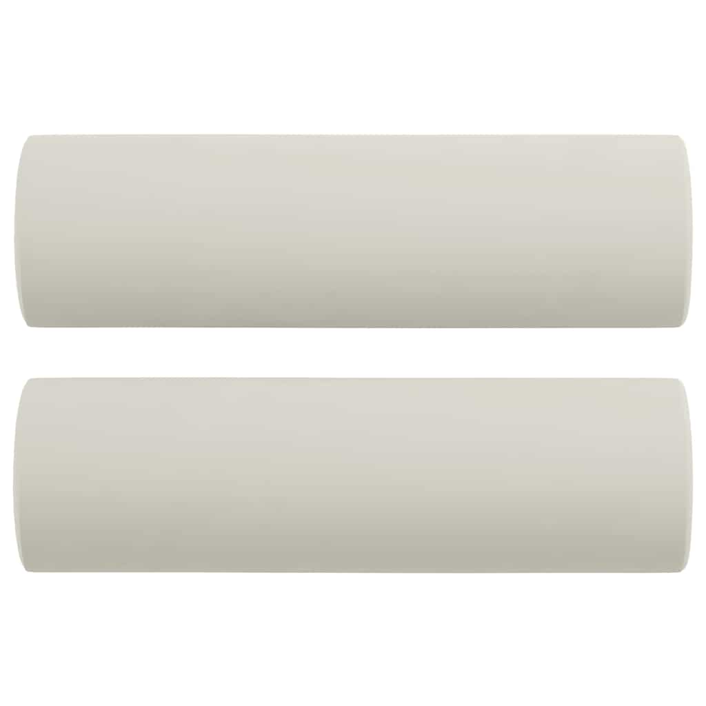 Canapé 3 places avec oreillers décoratifs crème 180 cm velours - XIOS