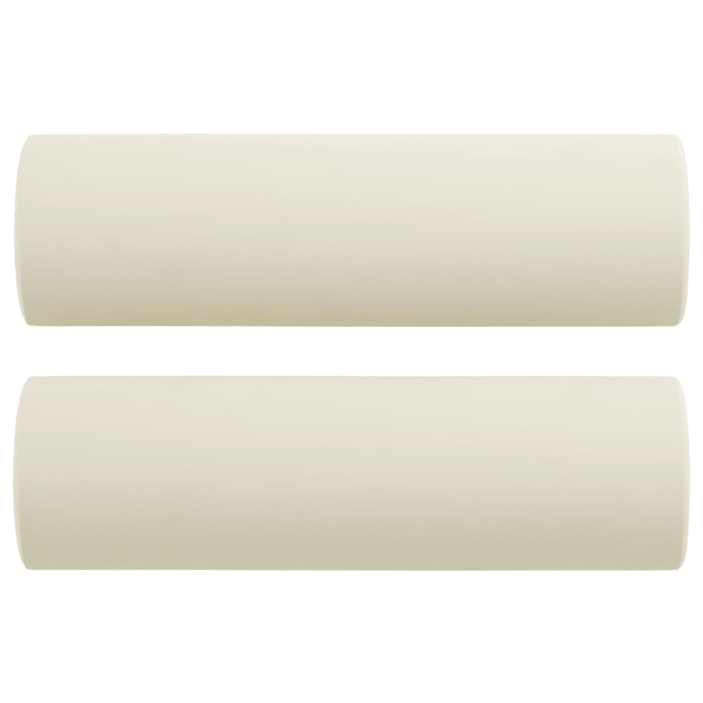 Canapé 3 places avec oreillers décoratifs crème 180 cm velours - XIOS