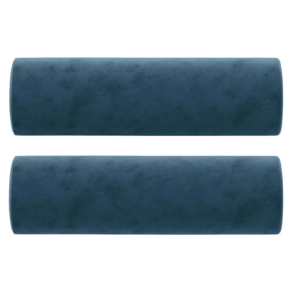 Canapé 3 places avec oreillers décoratifs bleu 180 cm velours - XIOS