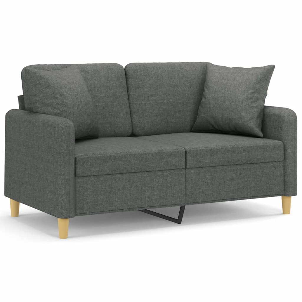 Canapé 2 places avec oreillers gris foncé 120 cm tissu - XIOS