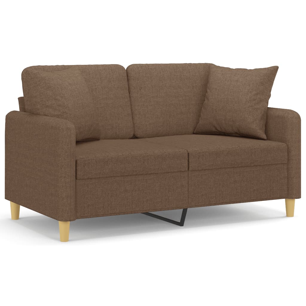 Canapé 2 places avec oreillers décoratifs marron 120 cm tissu - XIOS