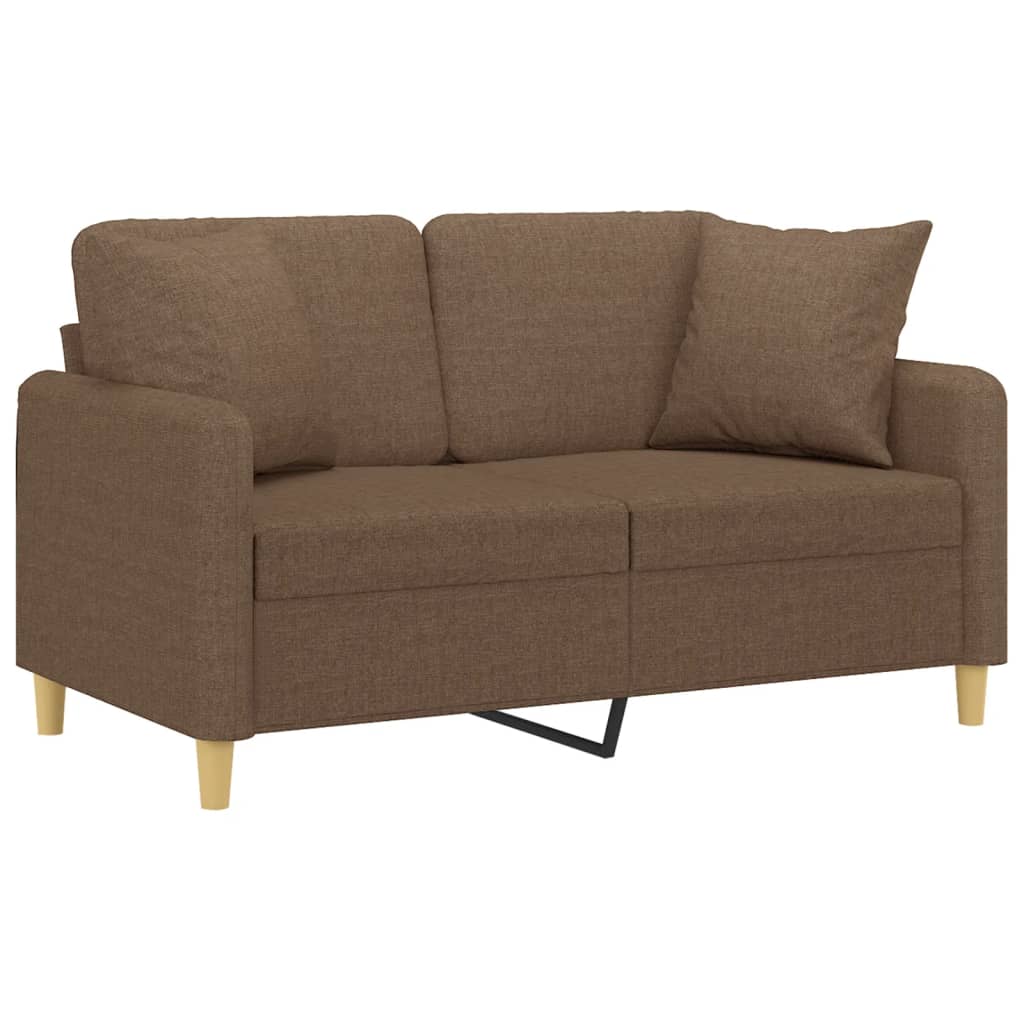 Canapé 2 places avec oreillers décoratifs marron 120 cm tissu - XIOS