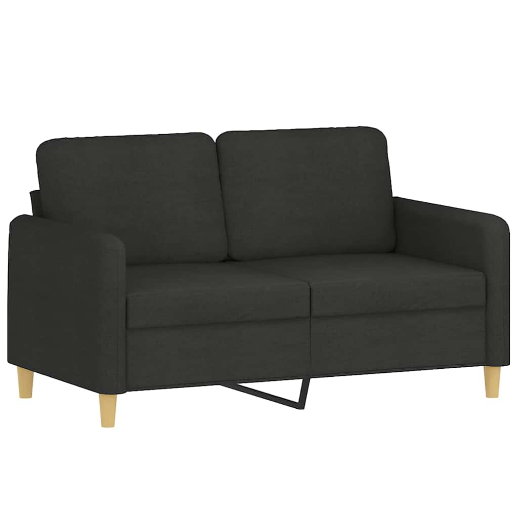 Canapé 2 places avec oreillers décoratifs noir 120 cm tissu - XIOS