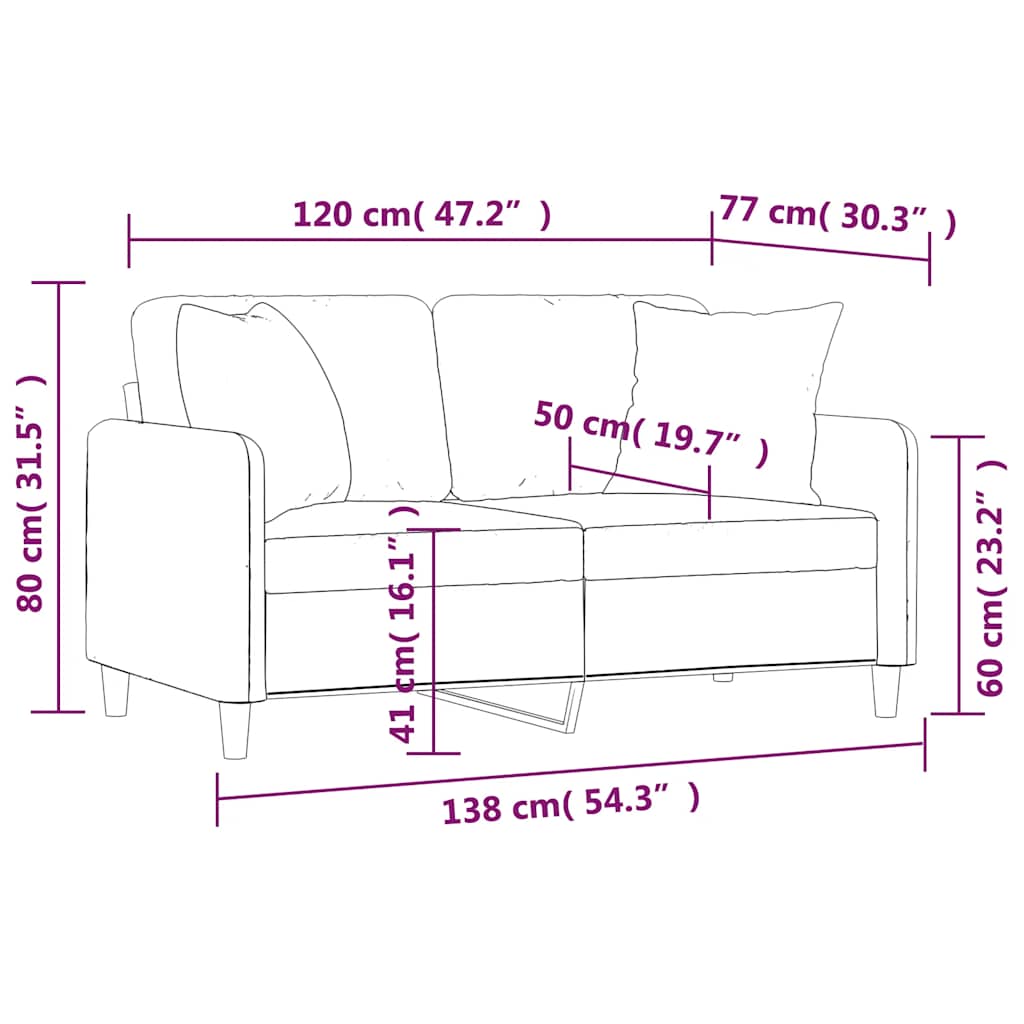 Canapé 2 places avec oreillers décoratifs noir 120 cm tissu - XIOS