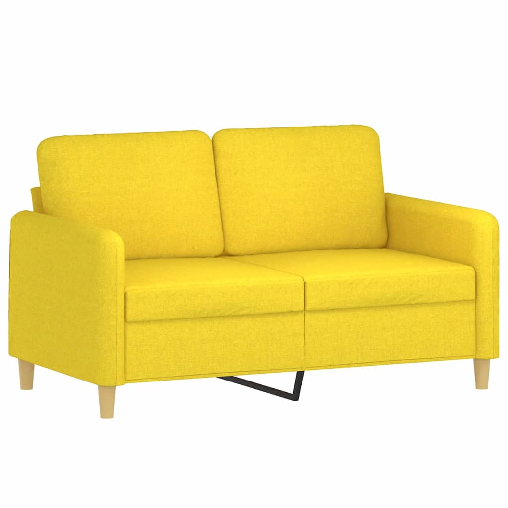 Canapé 2 places avec oreillers jaune clair 120 cm tissu - XIOS