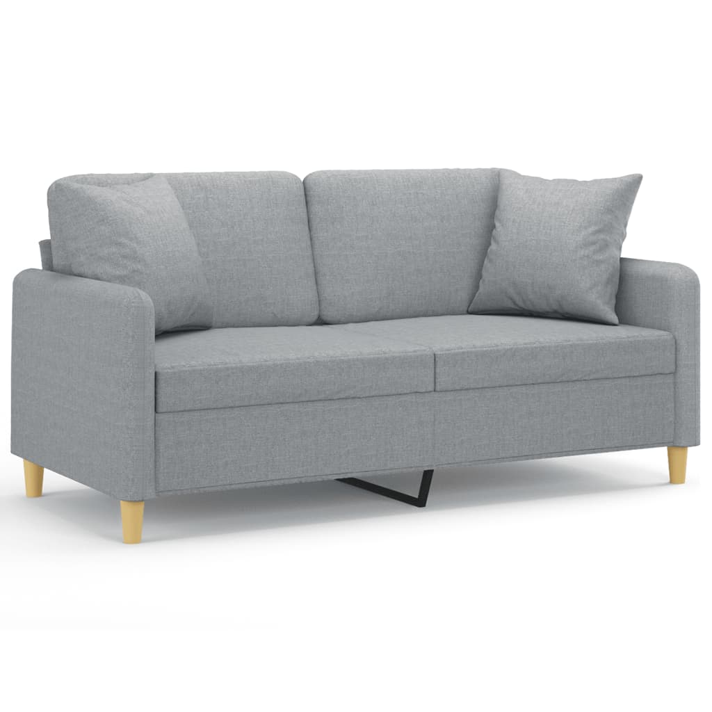 Canapé 2 places avec oreillers gris clair 140 cm tissu - XIOS