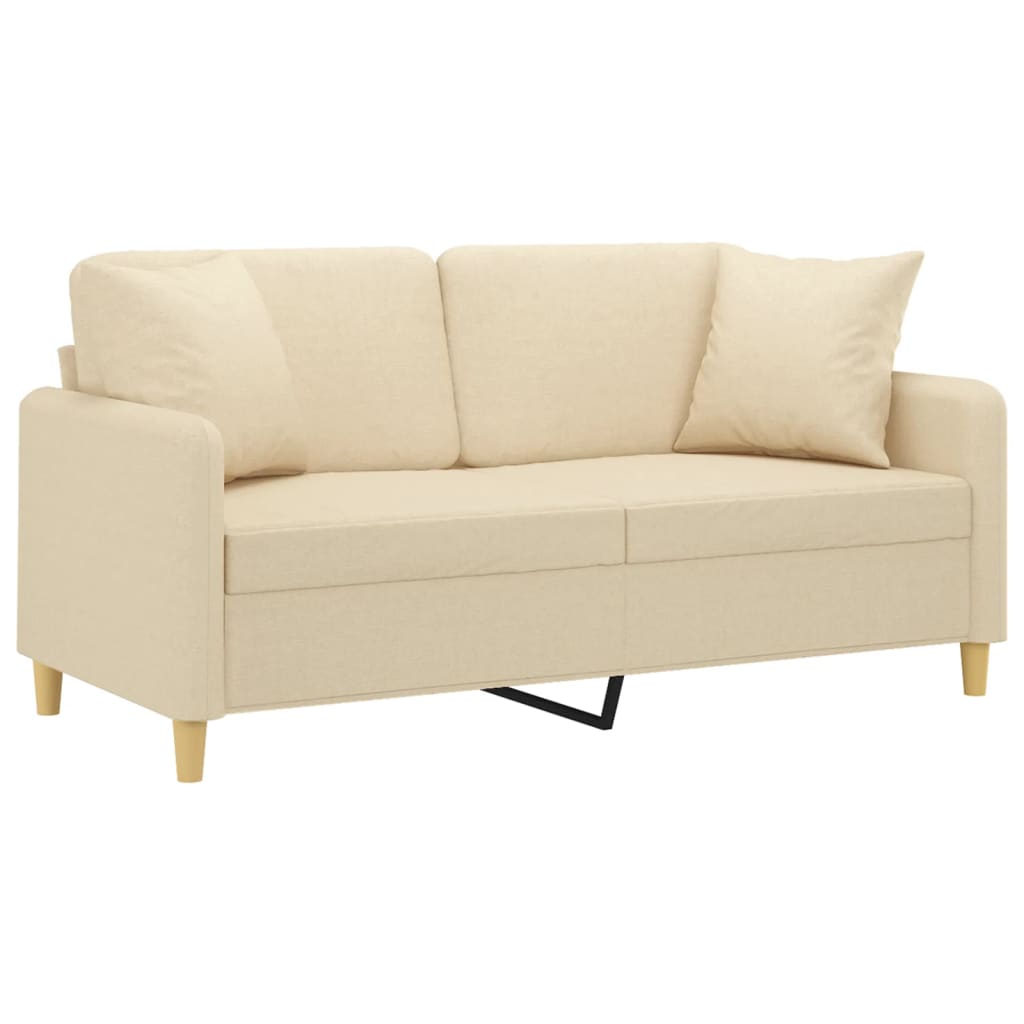 Canapé 2 places avec oreillers décoratifs crème 140 cm tissu - XIOS