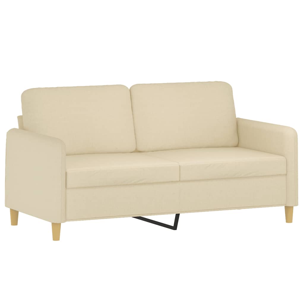 Canapé 2 places avec oreillers décoratifs crème 140 cm tissu - XIOS