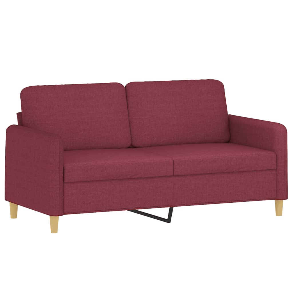 Canapé 2 places avec oreillers bordeaux 140 cm tissu