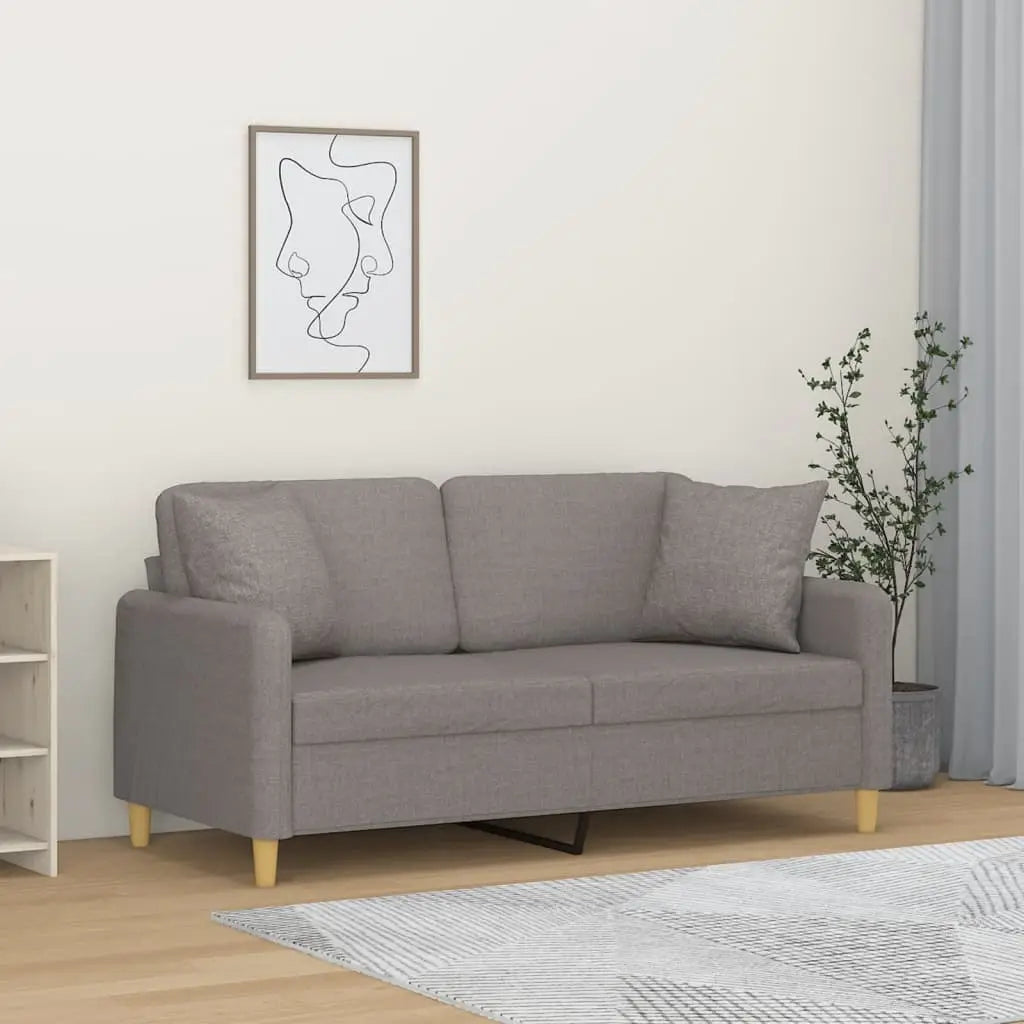 Canapé 2 places avec oreillers décoratifs taupe 140 cm tissu - XIOS
