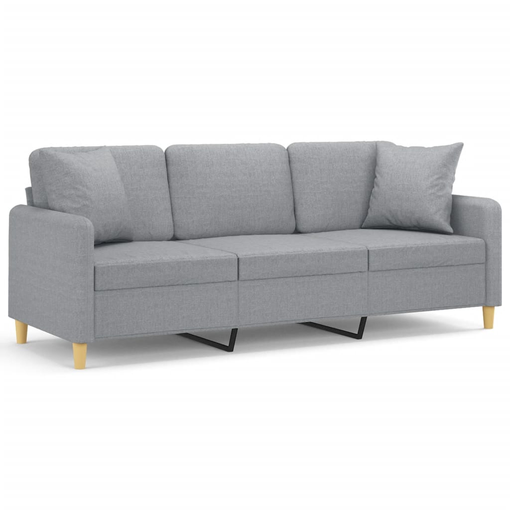 Canapé 3 places avec oreillers gris clair 180 cm tissu - XIOS