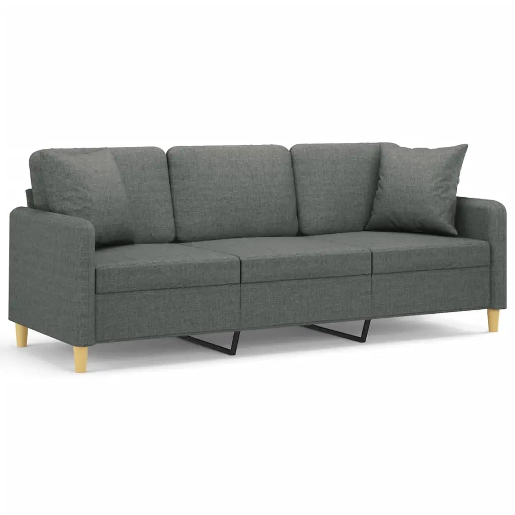 Canapé 3 places avec oreillers gris foncé 180 cm tissu - XIOS