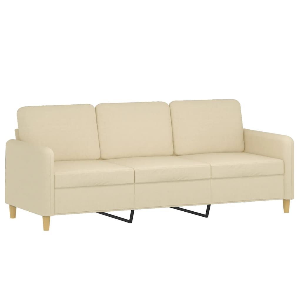 Canapé 3 places avec oreillers décoratifs crème 180 cm tissu - XIOS