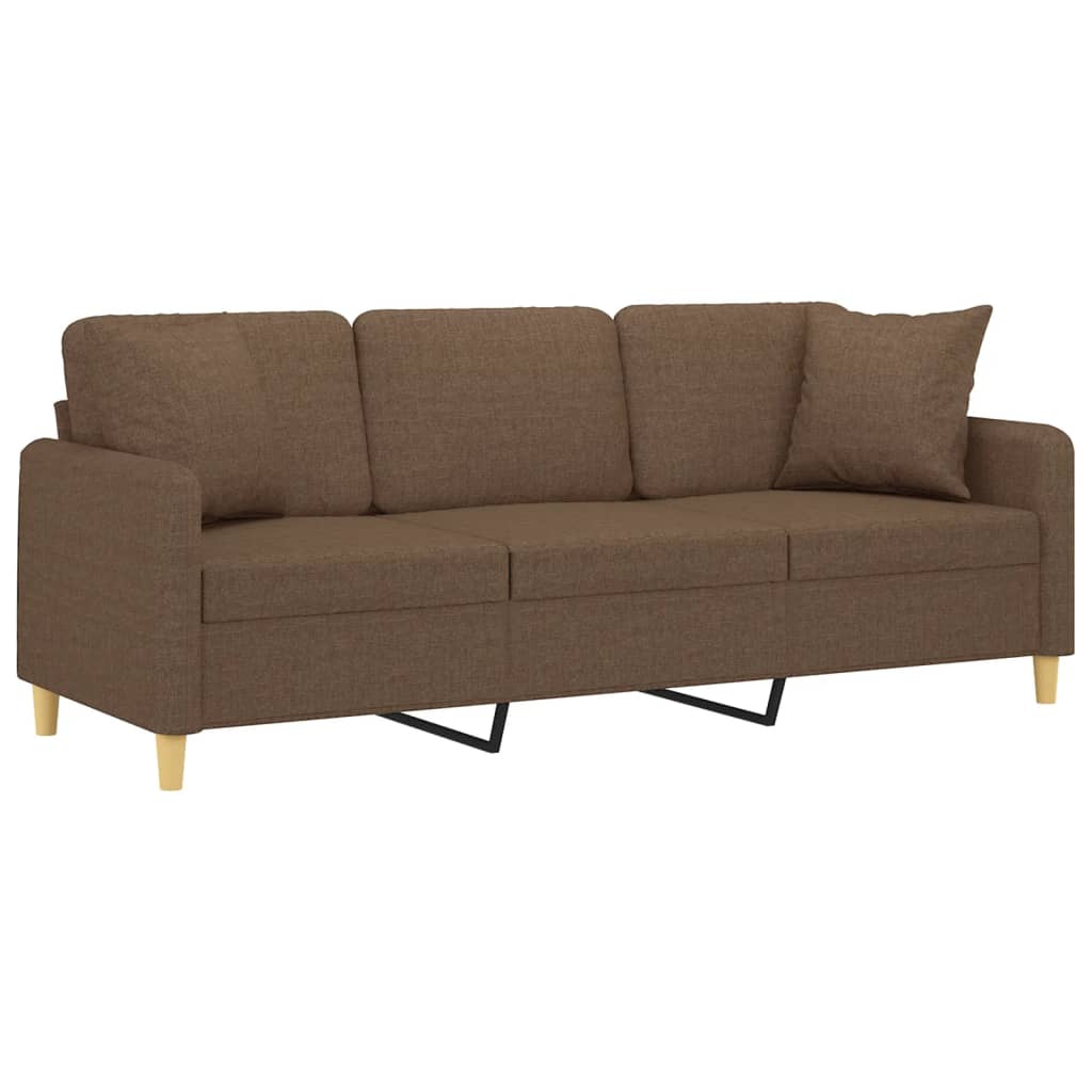 Canapé 3 places avec oreillers décoratifs marron 180 cm tissu - XIOS