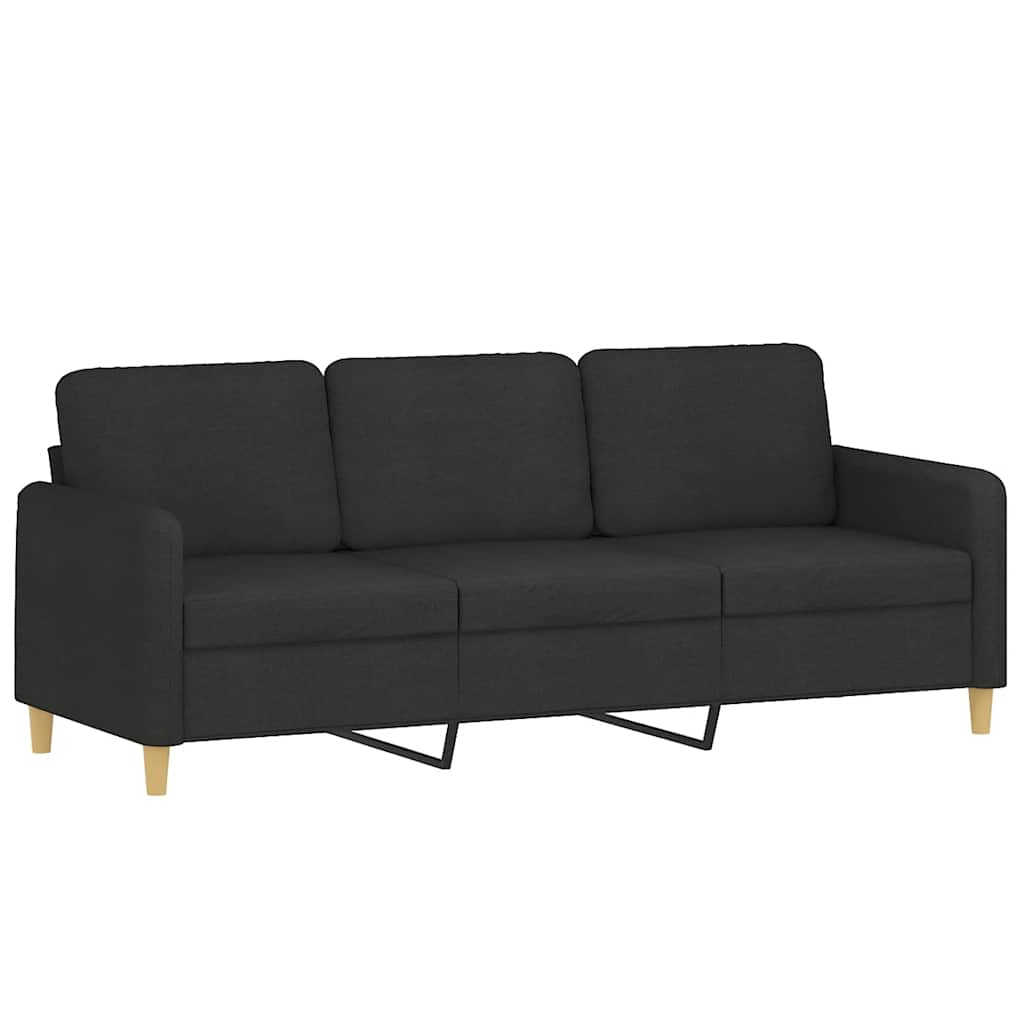 Canapé 3 places avec oreillers décoratifs noir 180 cm tissu - XIOS