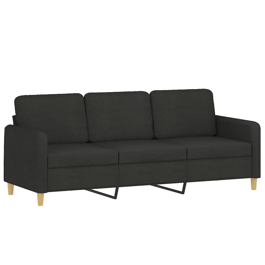 Canapé 3 places avec oreillers décoratifs noir 180 cm tissu - XIOS