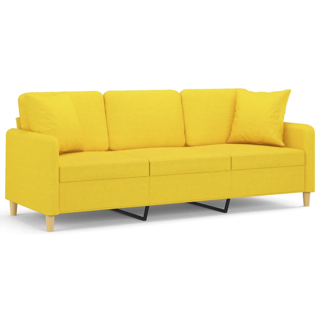 Canapé 3 places avec oreillers jaune clair 180 cm tissu - XIOS