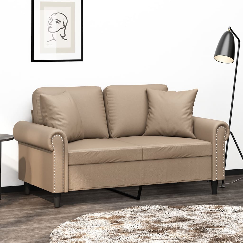 Canapé 2 places avec oreillers cappuccino 120 cm similicuir - XIOS