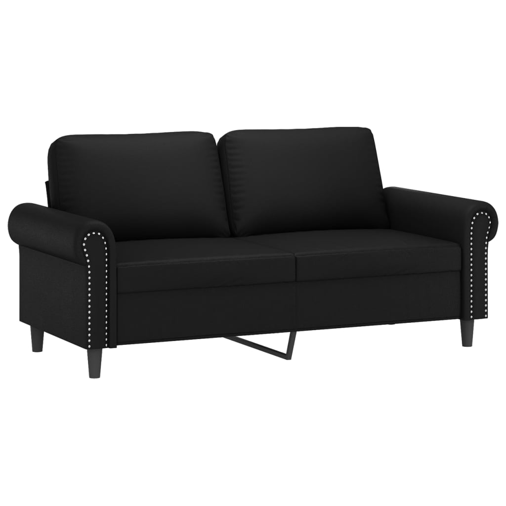 Canapé 2 places avec oreillers décoratifs noir 140cm similicuir - XIOS