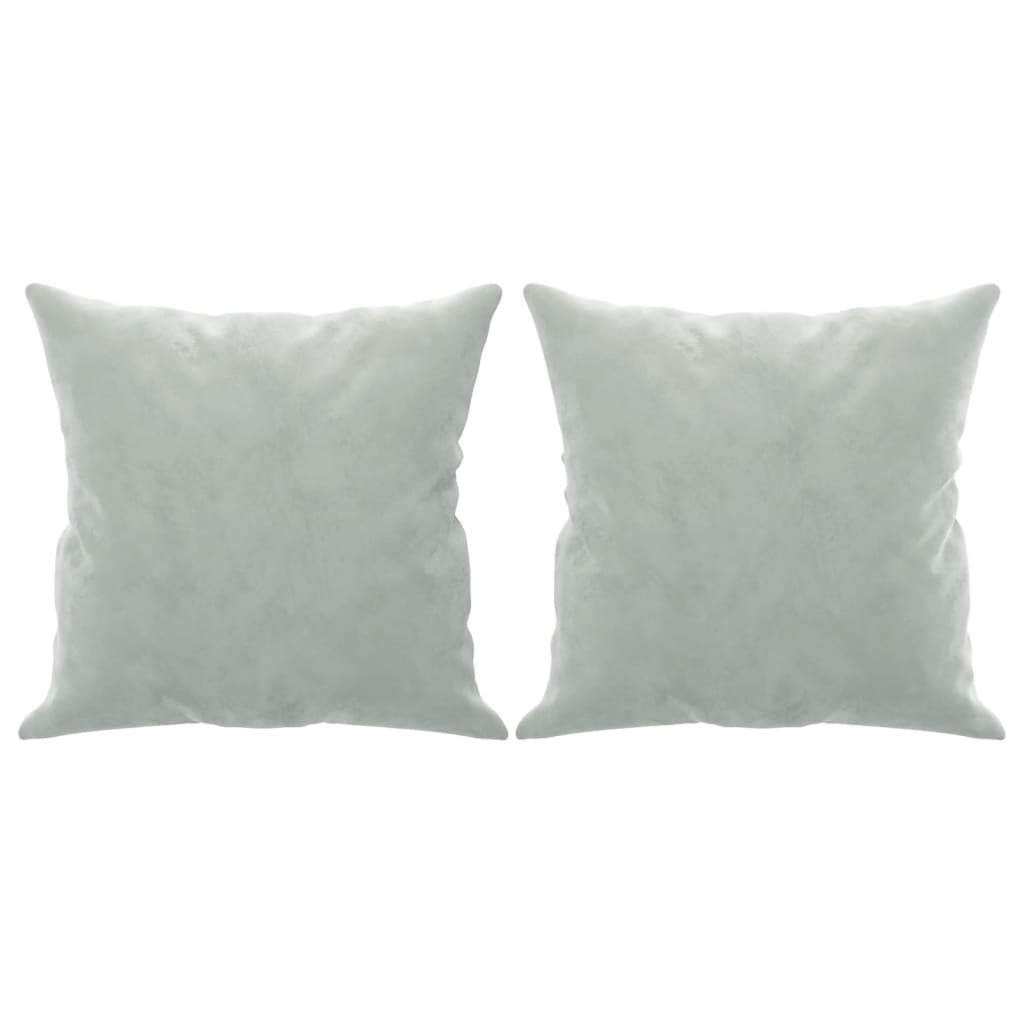 Canapé 2 places avec oreillers gris clair 120 cm velours - XIOS