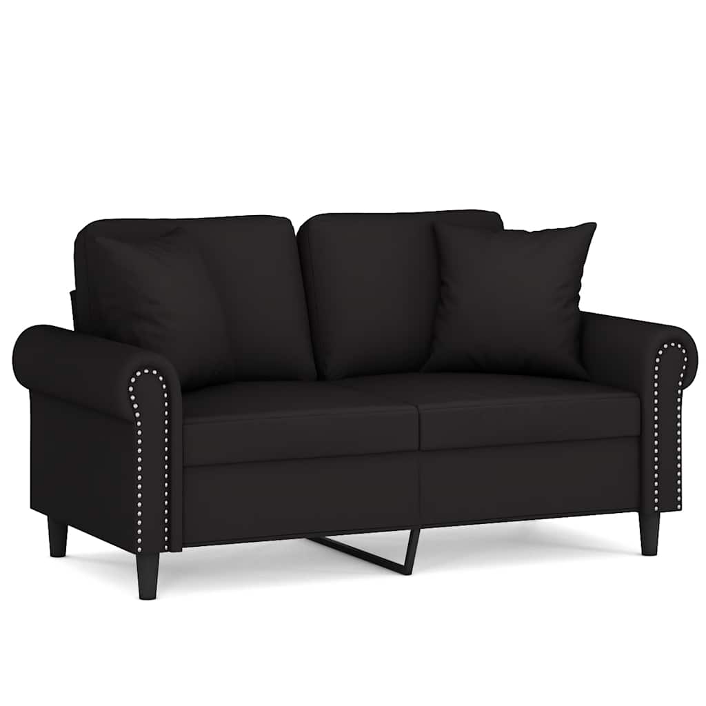 Canapé 2 places avec oreillers décoratifs noir 120 cm velours - XIOS