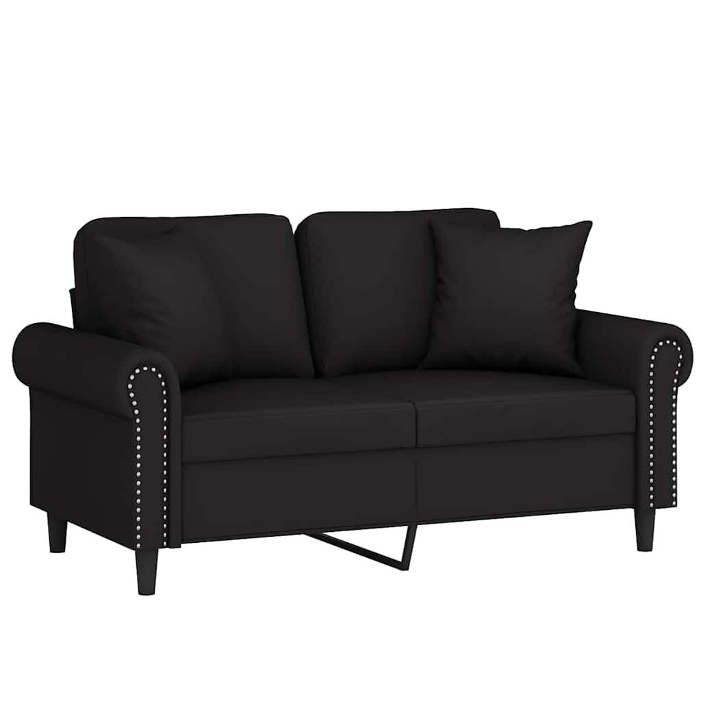 Canapé 2 places avec oreillers décoratifs noir 120 cm velours - XIOS