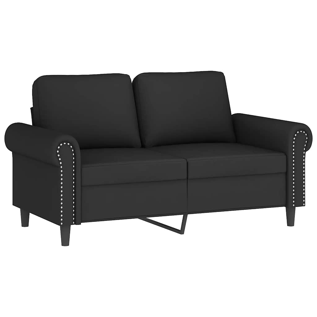 Canapé 2 places avec oreillers décoratifs noir 120 cm velours - XIOS