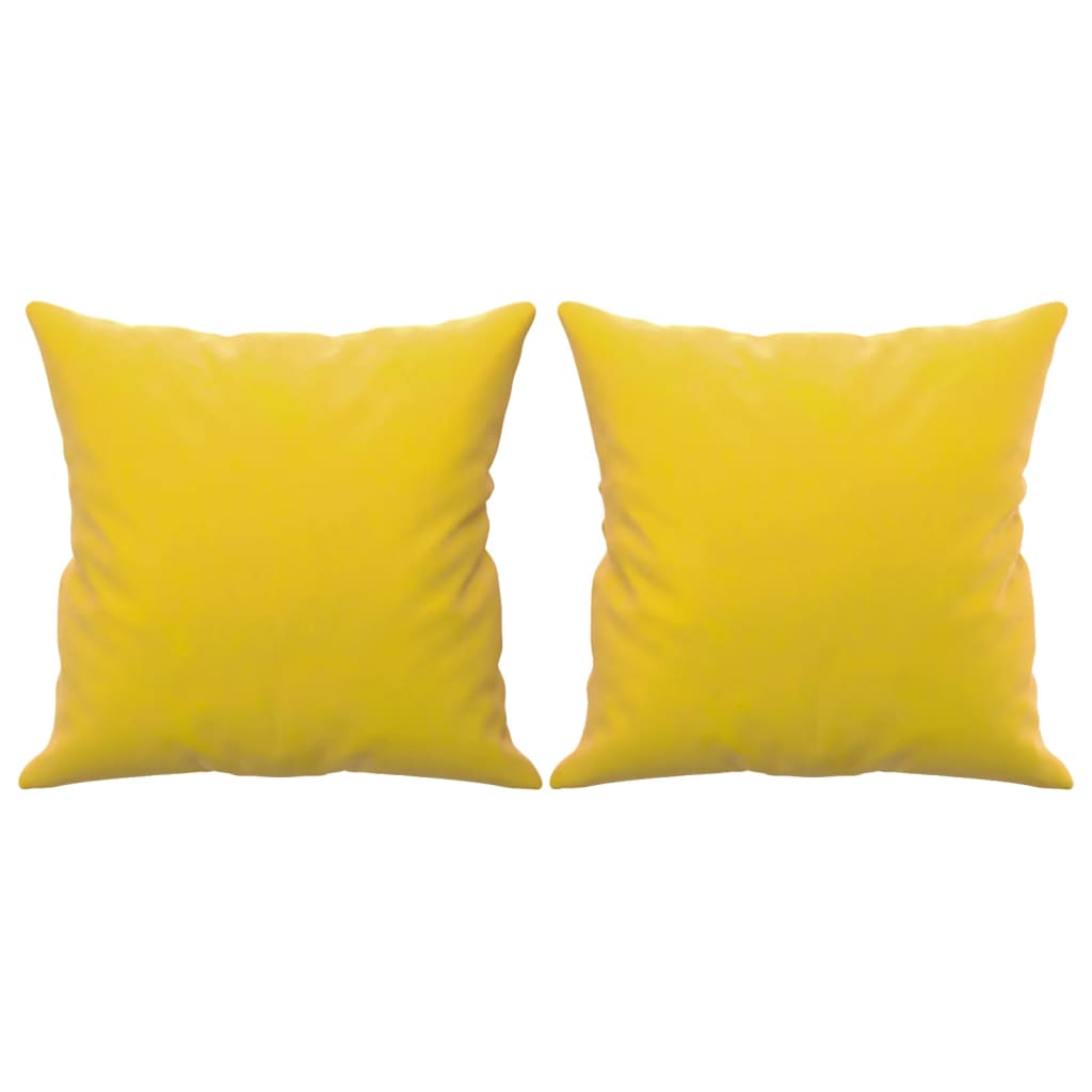 Canapé 2 places avec oreillers décoratifs jaune 120 cm velours - XIOS